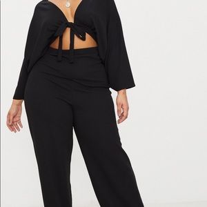 PLUS SIZE Black Crepe Batwing Cut Out Jumpsuit